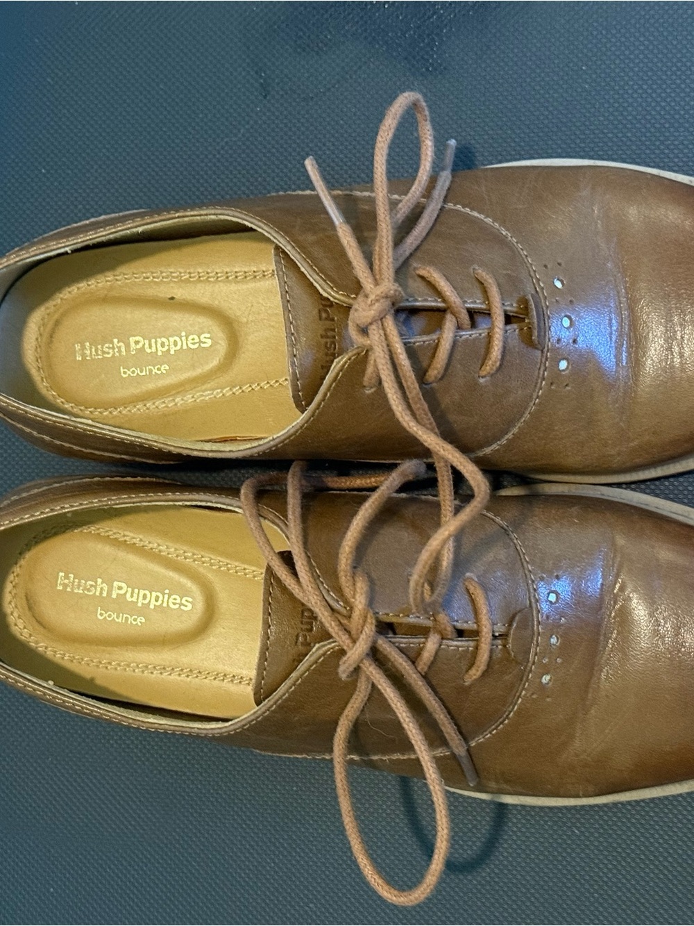 Hush Puppies Brown Leather Lace-Up Derby Shoes